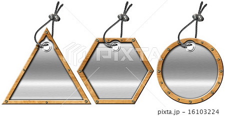 Set of Metal and Wood Tags - 3 Items 16103224
