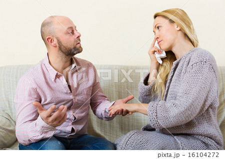 Man tries reconcile with woman Man tries reconcile with woman 16104272