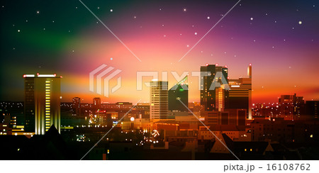 abstract background with city and sunrise 16108762