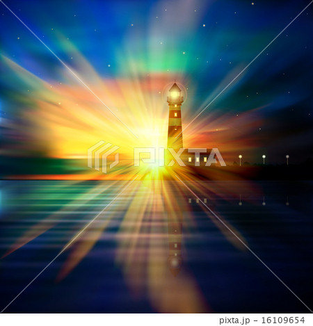 abstract ocean background with lighthouse 16109654
