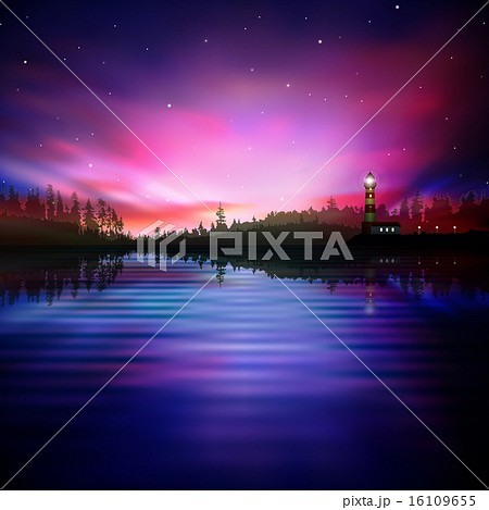 abstract background with silhouette of lighthouse 16109655