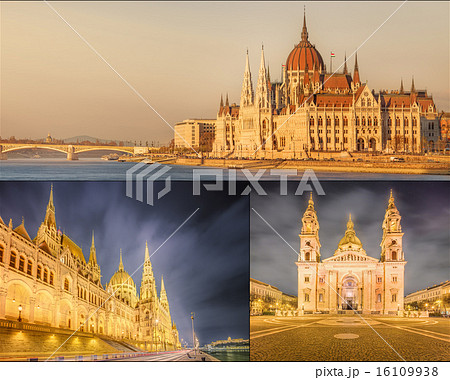 The beauty panorama of attractions Budapest. 16109938