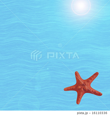 Sea waves blue background with a red starfish design template Sea waves blue background with a red starfish design template 16110336