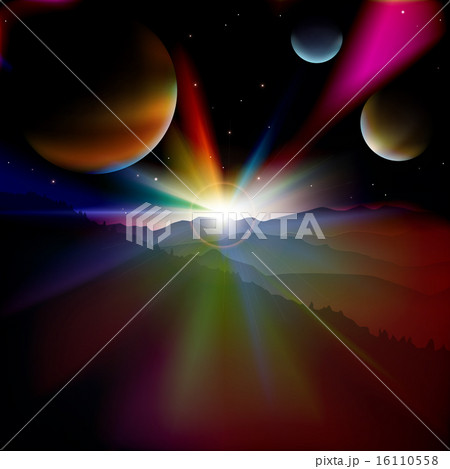 abstract background with sunrise and stars sky abstract background with sunrise and stars sky 16110558