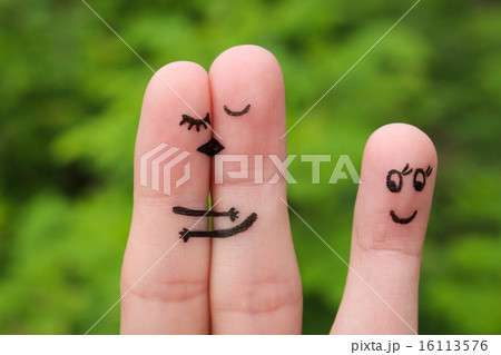 Finger art of a Happy couple. other girl rejoices Finger art of a Happy couple. other girl rejoices 16113576