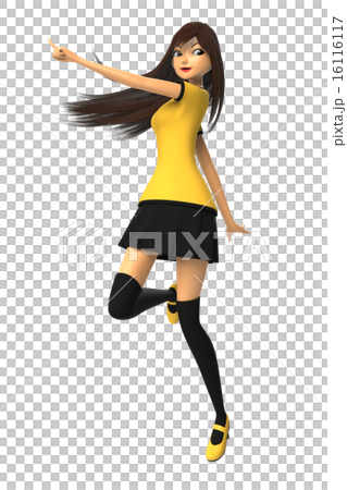 Pointing female 3D-CG 16116117