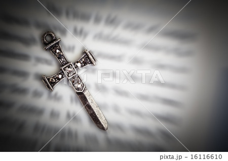 Christian cross necklace on Holy Bible book 16116610