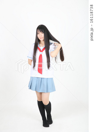 asian school girl isolated in white background 16118738