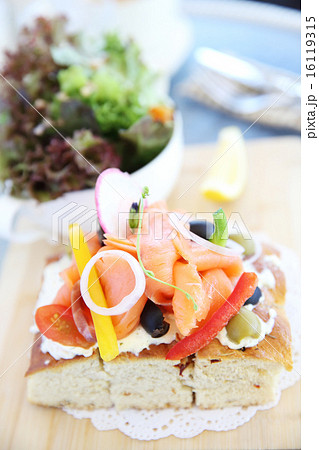 Smoked salmon with bread Smoked salmon with bread 16119315