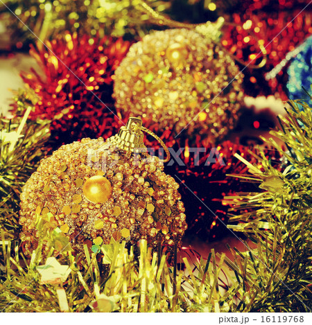christmas balls and tinsel christmas balls and tinsel 16119768