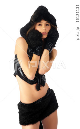 beautiful girl in cat costume 16121131