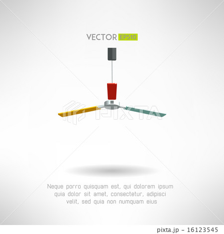 Colorfull bright ceiling fan. Vintage home ventillator. Vector 16123545
