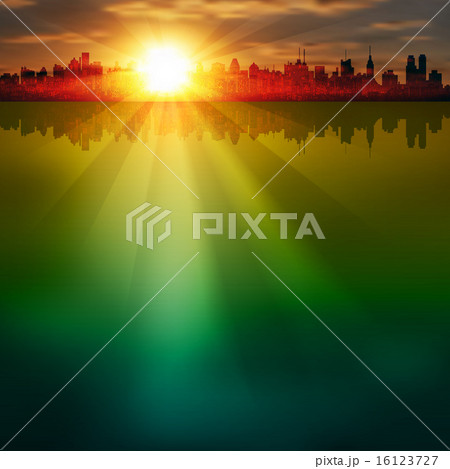 abstract background with silhouette of city 16123727