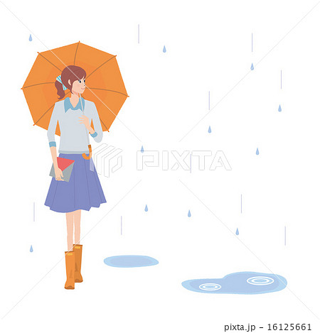 ６月 イラスト 傘 女性 雨 のイラスト素材