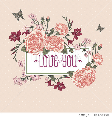 Beautiful Victorian Roses in Vintage Style for Invitation Card 16128456