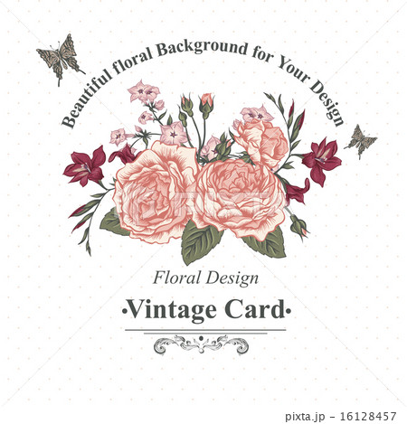 Beautiful Victorian Roses in Vintage Style for Invitation Card 16128457