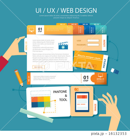 Web Design Ui Ux Wireframe Concept Flat Designのイラスト素材