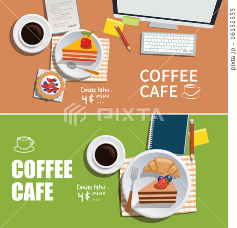 coffee cafe banner flat design element - Stock Illustration [16132355] -  PIXTA