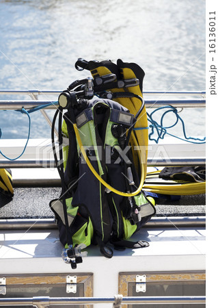 Diving equipment on a boat 16136011