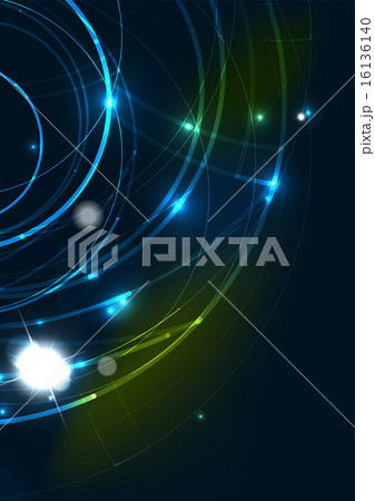 Abstract color glowing lines in dark space with stars and light effects - futuristic circle 16136140