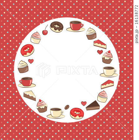 Sweets circle frame on red in dots 16138772