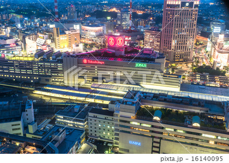 横浜駅周辺 トワイライト夜景 の写真素材