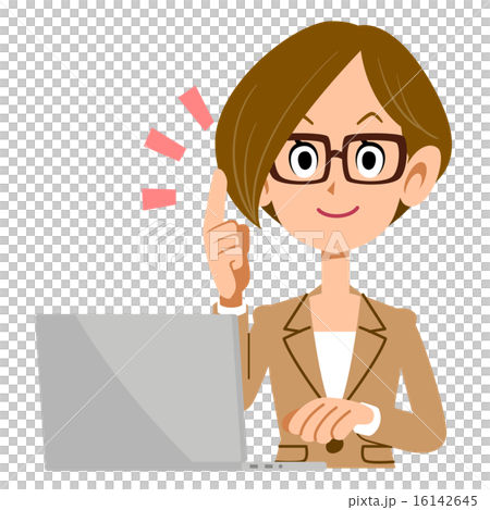 Describing glasses on business woman and laptop Describing glasses on business woman and laptop 16142645