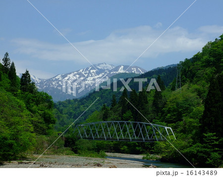 白山連峰と打波川 16143489