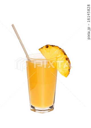 Glass of pineapple juice with drinking straw Glass of pineapple juice with drinking straw 16145828