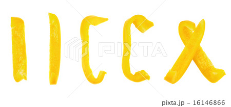 Set of sliced bell pepper section pieces 16146866
