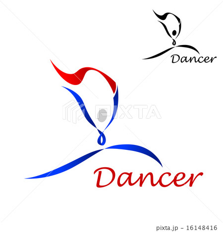 Dancer icon with abstract figure of curling lines 16148416