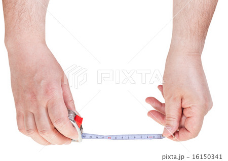 male hands with measuring tape line isolated male hands with measuring tape line isolated 16150341