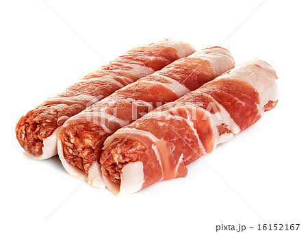 sausages wrapped in bacon, chevapchichi isolated 16152167