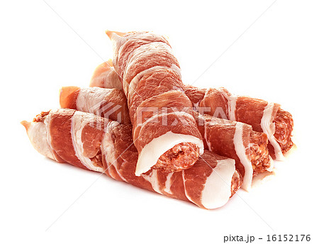 sausages wrapped in bacon, chevapchichi isolated  16152176