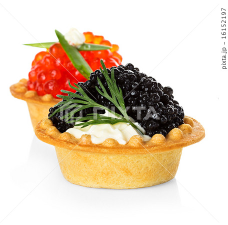 Tartlets with red and black caviar isolated Tartlets with red and black caviar isolated 16152197