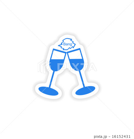 icon sticker realistic design on paper wineglass 16152431