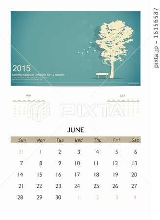 2015 calendar, monthly calendar template for June. Vector illust 16156587