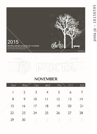2015 calendar, monthly calendar template for November. Vector il 16156595