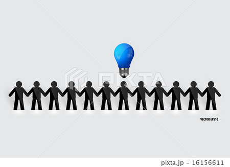 Social Network concept : People cut out of paper with light bulb 16156611