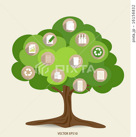 Vector ecology concept, Tree with icons. Vector Illustration. 16156832
