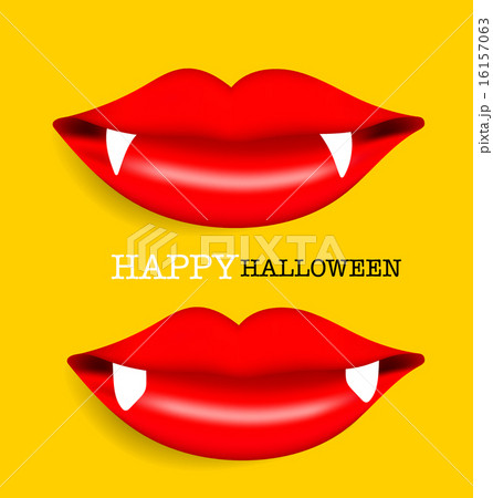 Happy Halloween design background with vampire mouth. Vector ill 16157063