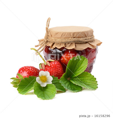 strawberries and jam isolated on white background strawberries and jam isolated on white background 16158296
