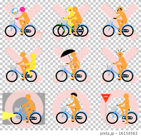 自行車禮儀（橙色，○×） 16158563