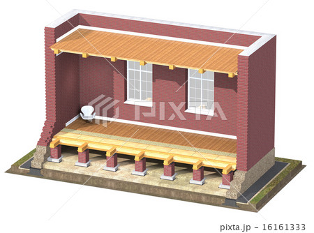 Cross section of brick house 16161333