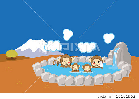 富士山と露天風呂_猿の家族4_秋 富士山と露天風呂_猿の家族4_秋 16161952