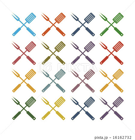 vector set icons bbq fork and spatula in colors 16162732