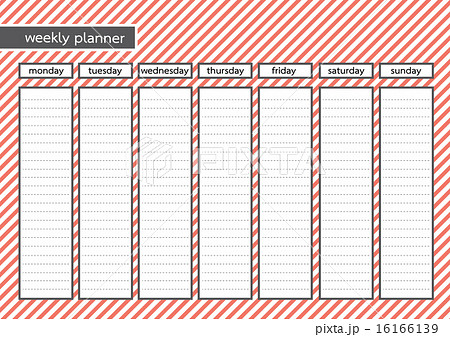 weekly planner stripe red pink color 16166139