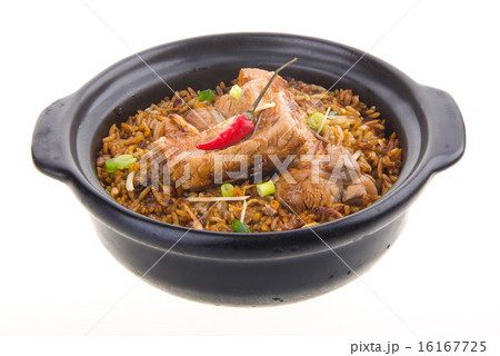 Claypot pork rice. asia food 16167725