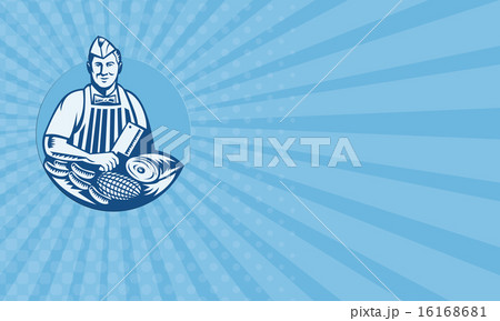 Business card Butcher With Meat Cleaver Meat Cuts  16168681