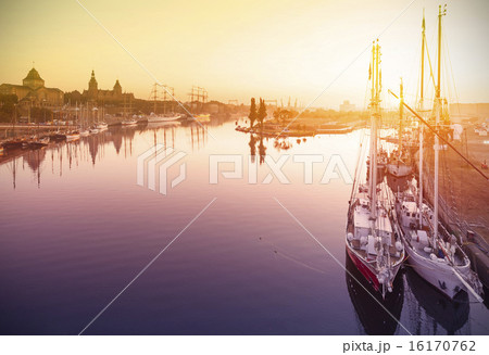Beautiful sunrise over harbor. Beautiful sunrise over harbor. 16170762